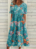 Boho Floral Print Loose Flowy Long Dresses