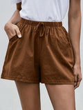 Women’s Linen Casual Summer Shorts Darkbrown / S