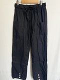 High-Waisted Buttoned Cotton And Linen Pants Cropped Black / S