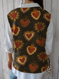 Women’s Vintage Lovely Hearts Art Print Versatile Knitted Vest