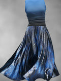 Women's Black and Blue Art Maxi Dress