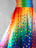 Women's Rainbow Polka Dot Art Casual Maxi Dress