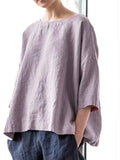 Cotton And Linen Vintage Fan Cover-Up Purple / S