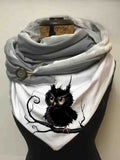 Women’s Owl Art Casual Wrap Scarf Grey / One-Size