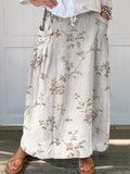 Vintage Fresh Rosebush Print Women’s Linen Pocket Skirt