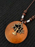 Women’s Ethnic Style Wood And Alloy Long Chain Necklace Lushleaves / Onesize