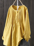 Women’s Retro Cotton And Linen Casual Shirt Yellow / M