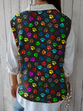 Women’s Rainbow Paw Art Print Versatile Knitted Vest