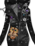 Women’s Winter Vintage Owl Print Casual Sweatshirt