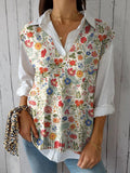 Women’s Floral Art Print Versatile Knitted Vest Multicolor / Over-Size