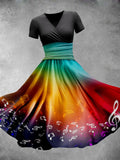 Rainbow Note Dress Black / S