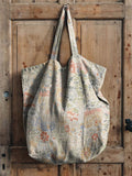 Cute Vintage Little House Floral Print Linen Tote Bag Multicolor / 43Cmx40Cm