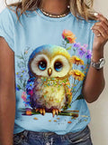 Owl Floral Art Casual T-Shirt