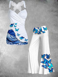 Women's Butterfly Art Print Casual Two-piece Set