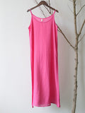 Women’s Cotton And Linen Light Weight Summer Inner Camisole Dress Rosepink / M