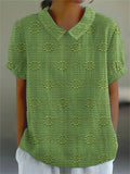 Women’s Casual Cotton And Linen Shirt Green / S