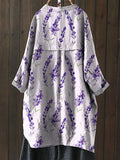 Watercolor Lavender Pattern Printed Women’s Loose Casual Top Jacket