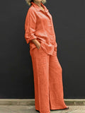 Women’s Solid Color Loose Elegant Casual Shirt Suit Orange / S