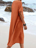 Women’s Solid Color Loose Elegant Casual Cotton And Linen Dress