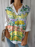 Blooming Summer Floral Field Pattern Printed Women’s Versatile Knitted Vest Multicolor / Over-Size