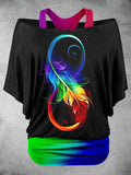 Women's Iridescent Rest Feather Pattern Top