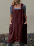 Fashion Loose Linen Long Dress Red / S