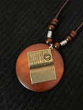 Women’s Ethnic Style Wood And Alloy Long Chain Necklace Book / Onesize