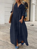 Women’s Solid Color Casual Dress Navy Blue / S