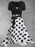 Women's Summer Polka Dot Art Design Two Piece Dress