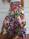 Colorful Spring Floral Garden Printed Women’s Cotton Wide Leg Pants