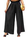 Women’s Solid Color Loose Elegant Casual Simple Pants Black / S