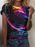 Women's Summer Art Print Short Sleeve T-Shirt