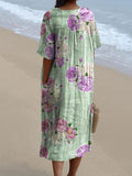 Women’s Purple Floral Pattern Beach Resort Dress