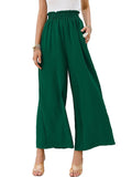 Women’s Solid Color Loose Elegant Casual Simple Pants Dark Green / S