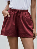 Women’s Linen Casual Summer Shorts Burgundy / S