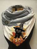 Cute Black Cat Pumpkin Halloween Print Casual Scarf