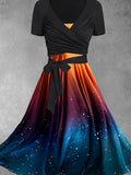 Women's Gradient Starry Sky Artistic Abstraction Two Piece Dress