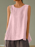 Women’s Solid Color Loose Elegant Casual Sleeveless Tank Top Pink / S