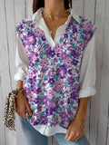 Retro Style Garden Floral Pattern Printed Women’s Versatile Knitted Vest Purple / S