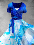 Women's Blue Elegant Evening Note Dress