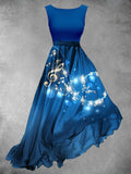 Women's Blue Gradient Elegant Evening Note Dress