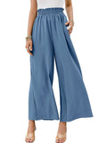 Women’s Solid Color Loose Elegant Casual Simple Pants Blue / S