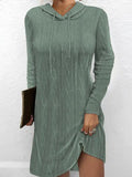 Women's Hooded Cable Textured Casual Dress