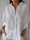 Women’s Cotton & Linen Casual Tie-Back Shirt White / S