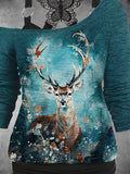 Women's Deer Art Design Two Piece Suit Top