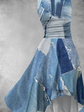 Women's Vintage Art Denim Print Art Dress