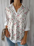 Petite Pink Rose Pattern Printed Women’s Versatile Knitted Vest Whitepink / S