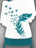 Women's  Feather  Bird  Artistic Casual Tops