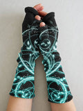 Women's Linear Abstract Flower Art Printing Fingerless Gloves