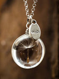 Dandelion Time Gemstone Necklace Heart-Shaped Round Oval Double-Sided Simple Crystal / Onesize